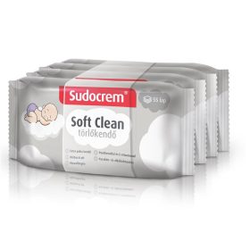 Sudocrem törlőkendő soft clean 55db-os (4 csomagos szett)