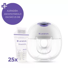   Lansinoh Single hordható mellszívó 4 fázisú, egyes + Lansinoh anyatejtároló zacskó 25 db szett