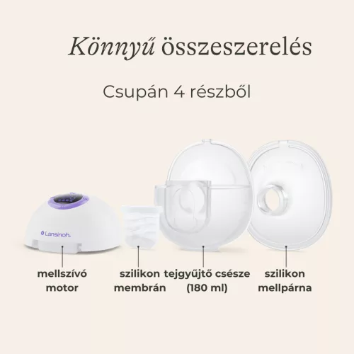 Lansinoh Single hordható mellszívó 4 fázisú, egyes + Lansinoh anyatejtároló zacskó 25 db szett