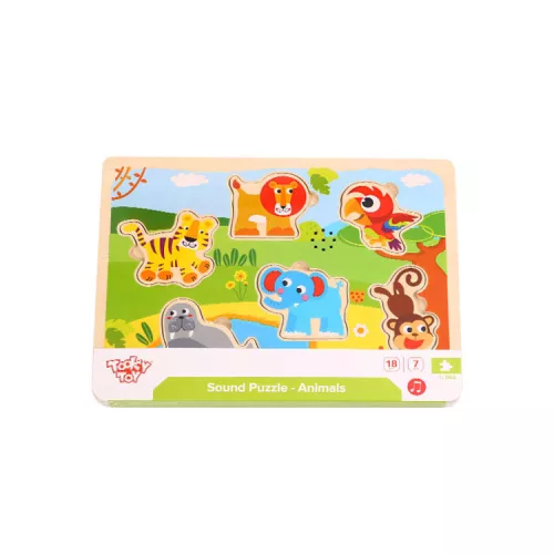 Tooky Toys Fa Puzzle hanggal 7 db-os - Safari Állatos