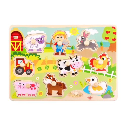 Tooky Toys Fa Puzzle Farm 10db-os - Állatos