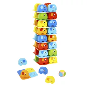 Tooky Toy Egymásra rakható színes elefántok (46 db-os)