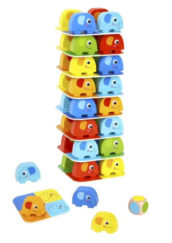 Tooky Toy Egymásra rakható színes elefántok (46 db-os)