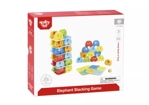 Tooky Toy Egymásra rakható színes elefántok (46 db-os)