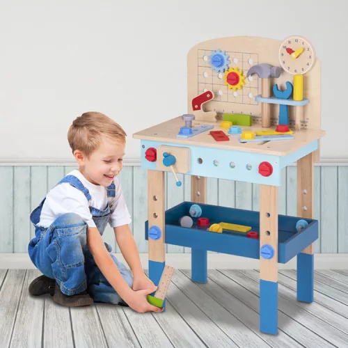 Tooky Toy Fából készült Munkapad kiegészítőkkel