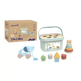   Tooky Toy 3in1 Késszségfejlszető Formabedobós fa játék doboz