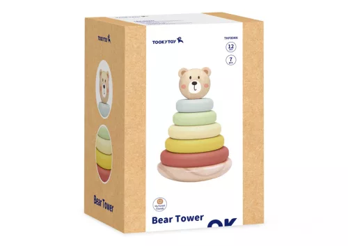 Tooky Toy Montesszori toronyépítő fa játék - Maci