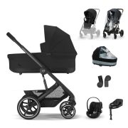   CYBEX Gold Balios S Lux BLK babakocsi szett L - Cloud G + Cot S Lux + Base G + 2 db esővédő - Moon Black