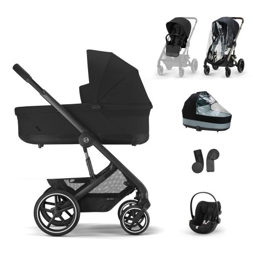 CYBEX Gold Balios S Lux BLK babakocsi szett L - Cloud G + Cot S Lux + 2 db esővédő - Moon Black