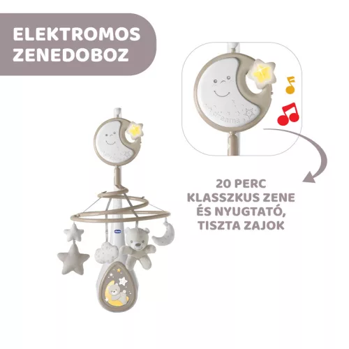 Chicco Next 2 Dreams zenélő forgóka - éjszakai fény - Unisex