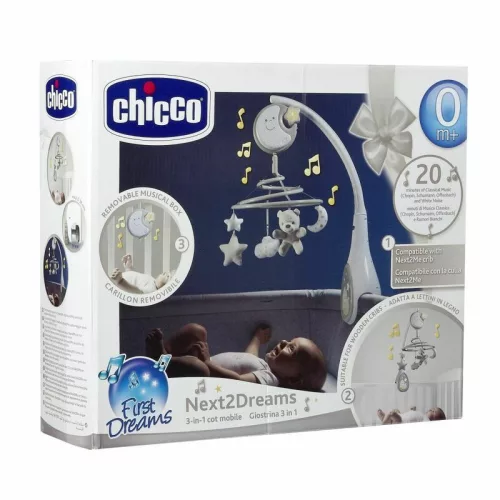 Chicco Next 2 Dreams zenélő forgóka - éjszakai fény - Unisex