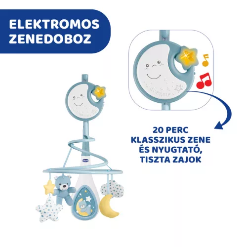 Chicco Next 2 Dreams zenélő forgóka - éjszakai fény - Kék