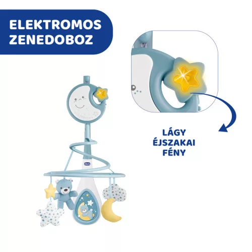 Chicco Next 2 Dreams zenélő forgóka - éjszakai fény - Kék