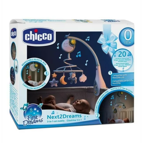 Chicco Next 2 Dreams zenélő forgóka - éjszakai fény - Kék