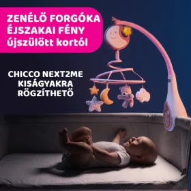   Chicco Next 2 Dreams zenélő forgóka - éjszakai fény - Rózsaszín