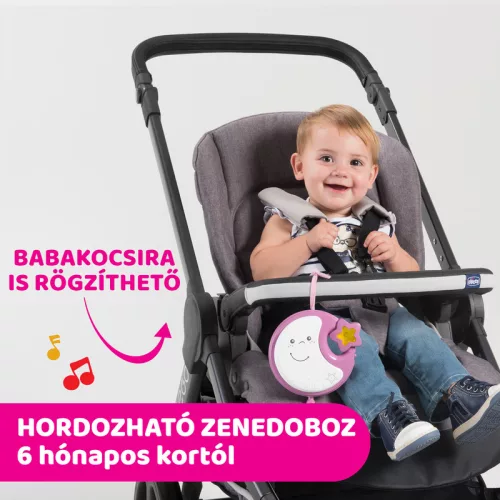 Chicco Next 2 Dreams zenélő forgóka - éjszakai fény - Rózsaszín