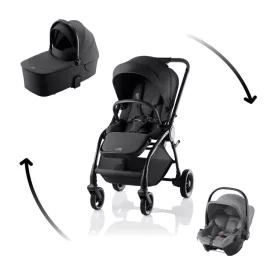   Britax Römer Rio Comfort Core Set STYLE 3in1 Rio babakocsi + mózeskosár + Baby-Safe Core babahordozó - Carbon Black