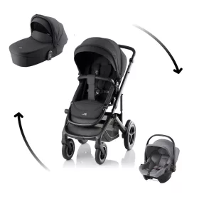   Britax Römer Smile 5Z Comfort Core Set STYLE 3in1 Smile 5Z babakocsi + mózeskosár + Baby-Safe Core babahordozó - Carbon Black