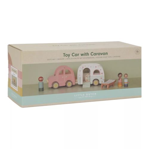 Little Dutch Fa játékautó lakókocsival