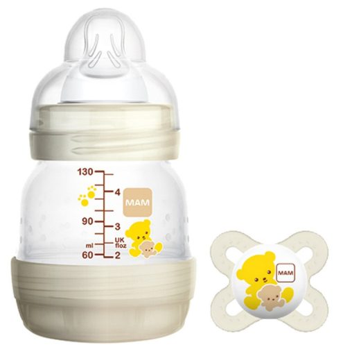 MAM Anti-Colic cumisüveg 130 ml + Original start cumi 0h+ - Fehér