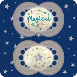   MAM Original Astro éjszakai szilikon cumi dupla 16h+ - Szürke-Fehér magical