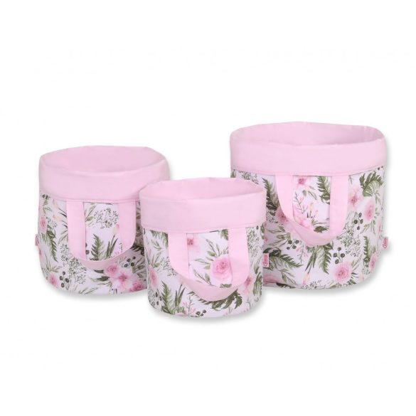 BabyLion Prémium Kifordítható Játéktároló - M - Rózsaszín virágok