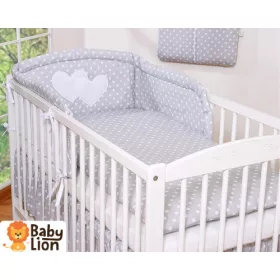   BabyLion Prémium 3 részes ágyneműhuzat szett - HH - Szürke alapon fehér pöttyök