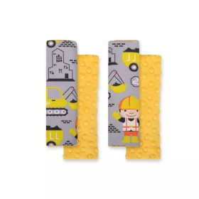   BabyLion Prémium Biztonsági öv védő - Minky - Sárga munkagépek