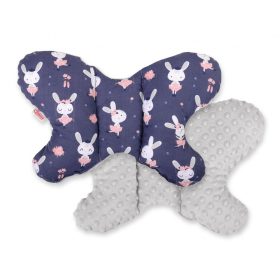   BabyLion Prémium Minky pillangó párna - Sötétkék - nyuszik