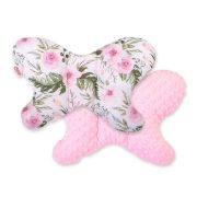   BabyLion Prémium Minky pillangó párna - Rózsaszín virágok