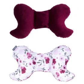   MTT Pillangó párna - Fehér alapon rózsaszín árvácskák - Bordó háttal