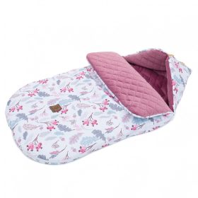   MTT Őszi bundazsák (0-12 hónapos) - Fehér alapon rózsaszín tölgyfa levelek