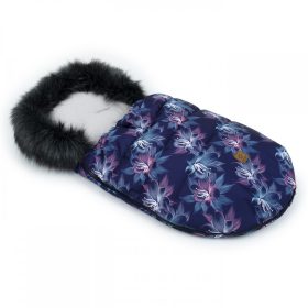   MTT LUX Bundazsák - Kék és lila virágok - fekete szőrmével