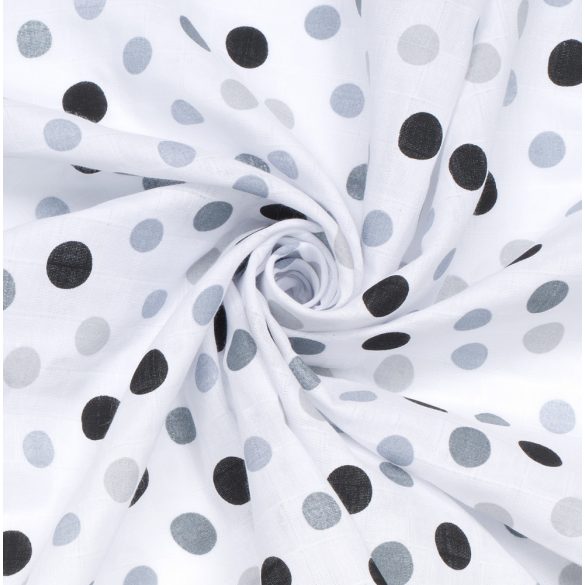 MTT Kis textil pelenka  3 db - Fehér alapon fekete-szürke pöttyök