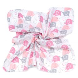   MTT Kis textil pelenka  3 db - Fehér alapon rózsaszín elefántok