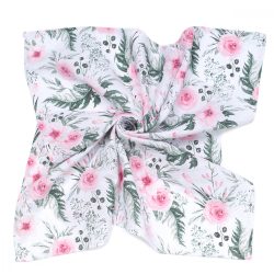  MTT Nagy textil pelenka (120x120) - Fehér alapon rózsaszín virágok